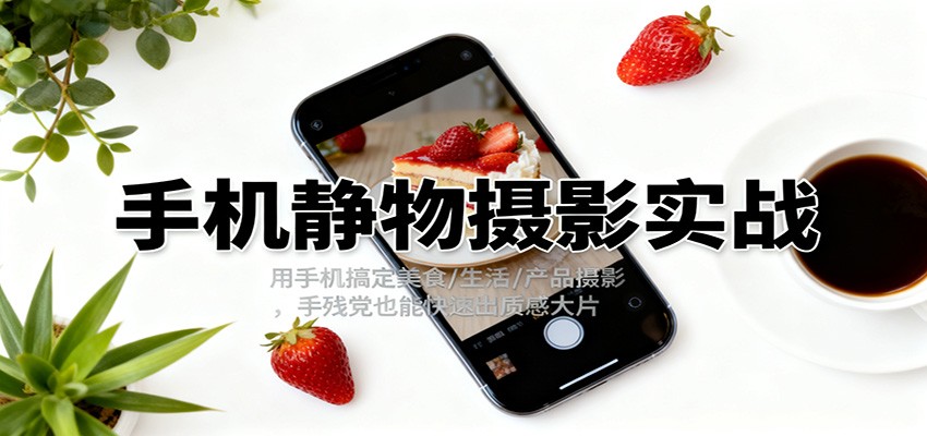 手机静物摄影实战，用手机搞定美食/生活/产品摄影，手残党也能快速出质感大片-靠谱项目库