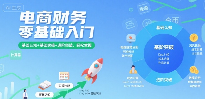 电商财务零基础入门,基础认知+基础实操+进阶突破,轻松掌握-靠谱项目库