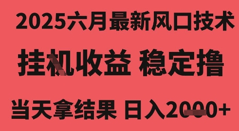 2025六月最新风口技术，无人挂G撸礼物，长期稳定 一个小时收益2k+，小白当天拿结果【揭秘】-靠谱项目库