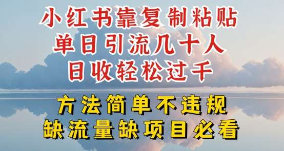 小红书靠复制粘贴单日引流几十人目收轻松过千，方法简单不违规【揭秘】-靠谱项目库