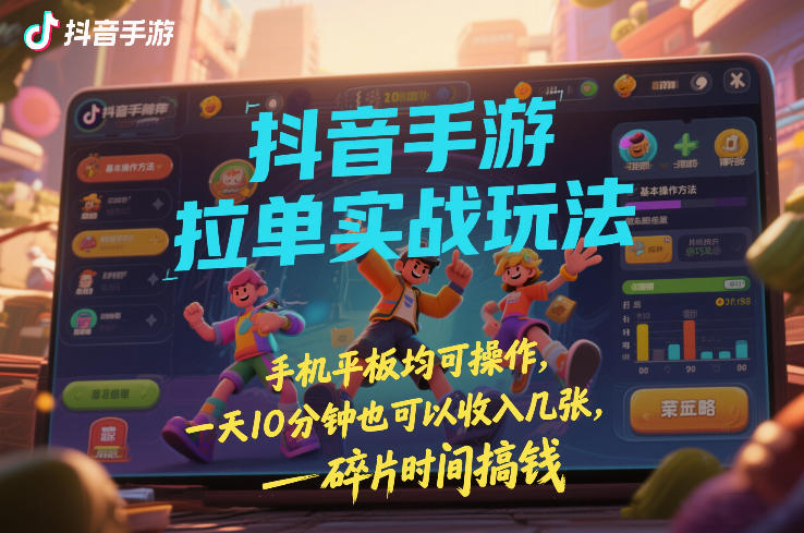 抖音手游拉单实战玩法,手机平板均可操作,一天10分钟也可以收入几张,碎片时间搞钱【揭秘】-靠谱项目库