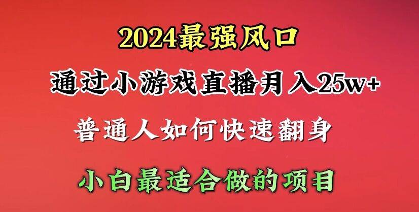 (10020期)2024年最强风口,通过小游戏直播月入25w+单日收益5000+小白最适合做的项目-靠谱项目库