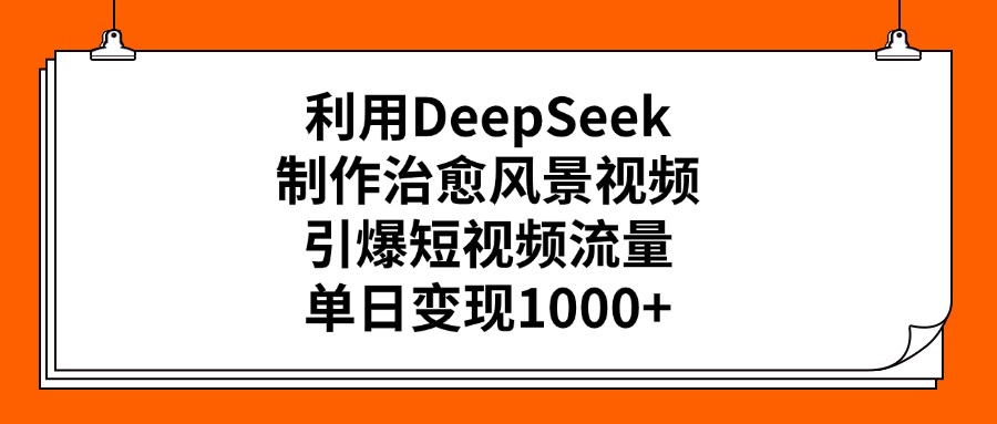 利用DeepSeek制作,治愈风景视频,引爆短视频流量,单日变现1000+-靠谱项目库