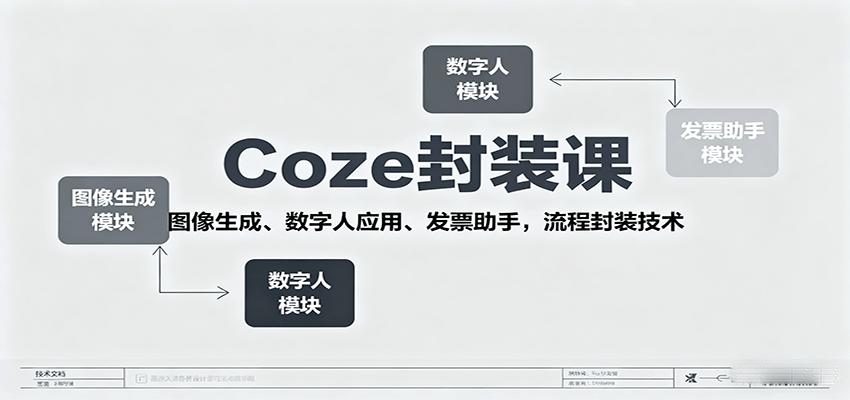 Coze封装课,图像生成、数字人应用、发票助手,流程封装技术-靠谱项目库