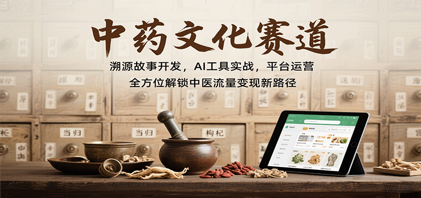 中药文化赛道:溯源故事开发,AI工具实战,平台运营,全方位解锁中医流量变现新路径-靠谱项目库