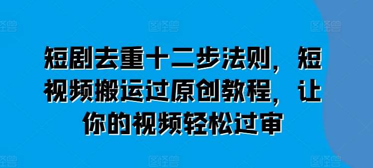 短剧去重十二步法则，短视频搬运过原创教程，让你的视频轻松过审-靠谱项目库