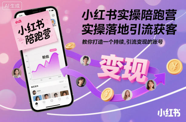 小红书实操陪跑营，实操落地引流获客，教你打造一个持续引流变现的账号-靠谱项目库