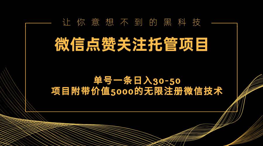 （11177期）视频号托管点赞关注，单微信30-50元，附带价值5000无限注册微信技术-靠谱项目库