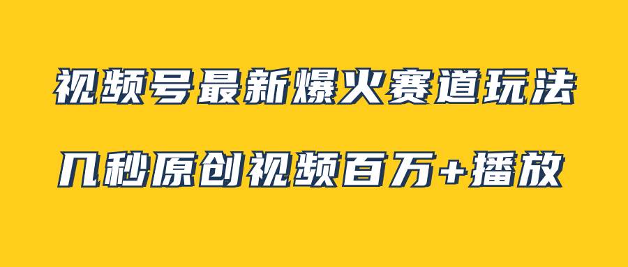 视频号最新爆火赛道玩法,几秒视频可达百万播放,小白即可操作(附素材)-靠谱项目库