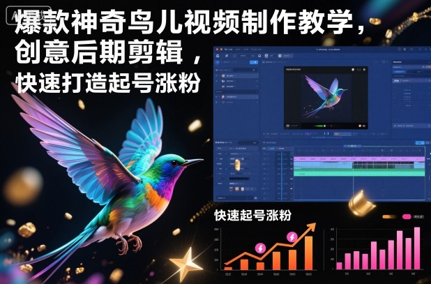 爆款神奇鸟儿视频制作教学，创意后期剪辑，快速打造起号涨粉-靠谱项目库