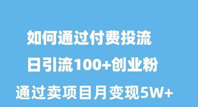 如何通过付费投流日引流100+创业粉月变现5W+-靠谱项目库