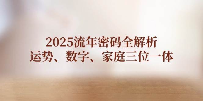 2025流年密码全解析,运势、数字、家庭三位一体-靠谱项目库