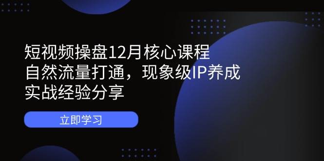 （14447期）短视频操盘12月核心课程：自然流量打通，现象级IP养成，实战经验分享-靠谱项目库