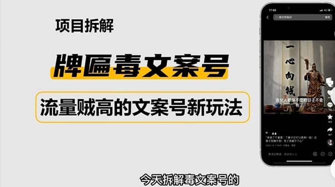 2023抖音快手毒文案新玩法，牌匾文案号，起号快易变现-靠谱项目库