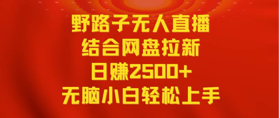 无人直播野路子结合网盘拉新，日赚2500+多平台变现，小白无脑轻松上手操作-靠谱项目库