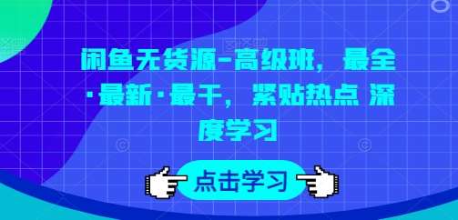 闲鱼无货源-高级班,最全·最新·最干,紧贴热点 深度学习-靠谱项目库