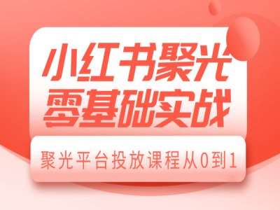 小红书聚光零基础实战，聚光平台投放课程从0到1-靠谱项目库
