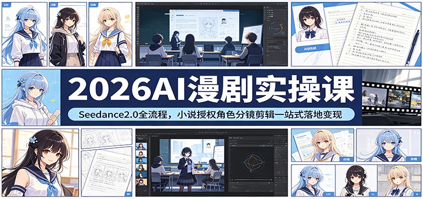 2026AI漫剧实操课:Seedance2.0全流程,小说授权角色分镜剪辑一站式落地变现-靠谱项目库
