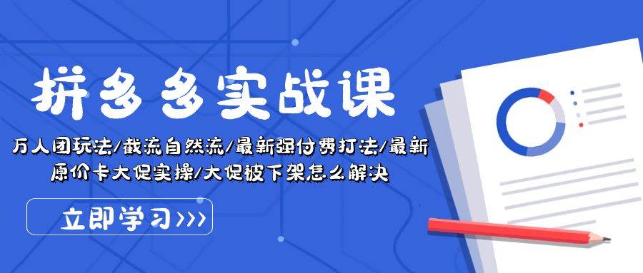 拼多多·实战课：万人团玩法/截流自然流/最新强付费打法/最新原价卡大促..-靠谱项目库