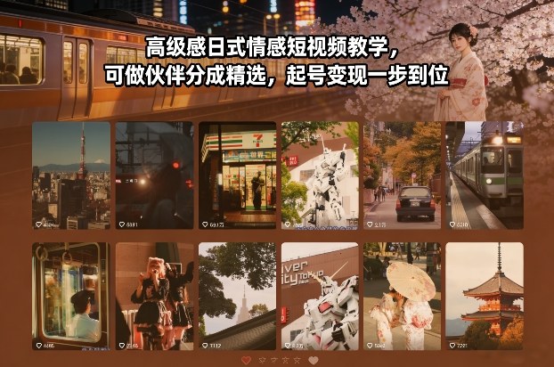 高级感日式情感短视频教学,可做伙伴分成精选,起号变现一步到位-靠谱项目库