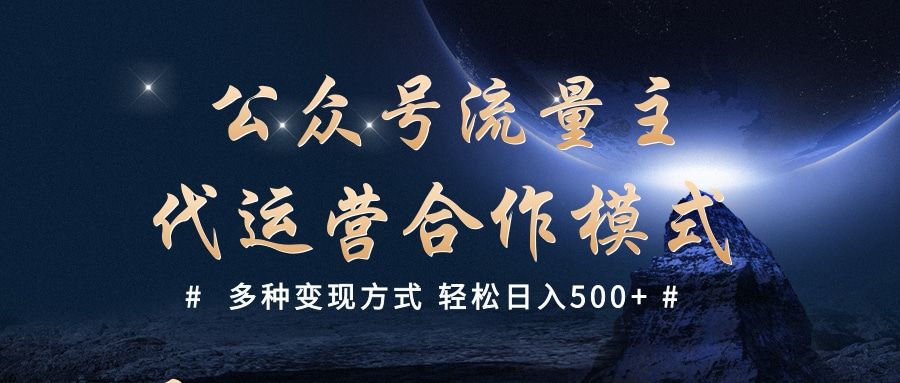 公众号流量主代运营  多种变现方式 轻松日入500+-靠谱项目库