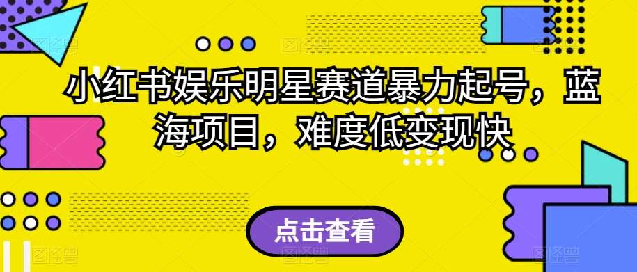 小红书娱乐明星赛道暴力起号,蓝海项目,难度低变现快【揭秘】-靠谱项目库