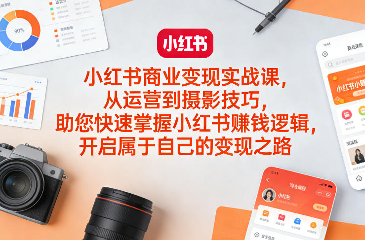 小红书商业变现实战课，从运营到摄影技巧，助您快速掌握小红书賺钱逻辑，开启属于自己的变现之路-靠谱项目库