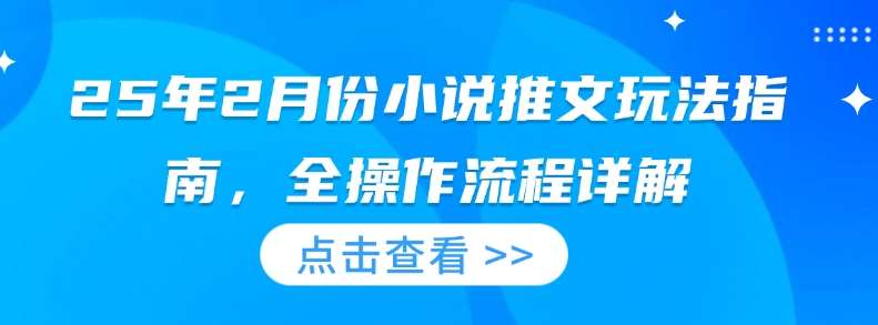 25年2月份小说推文玩法指南，全操作流程详解-靠谱项目库