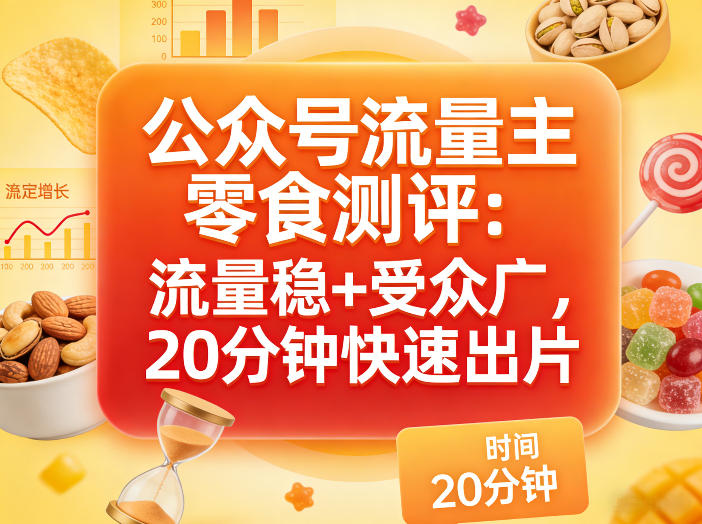 公众号流量主之零食测评赛道，流量稳+受众广，20分钟一条作品-靠谱项目库