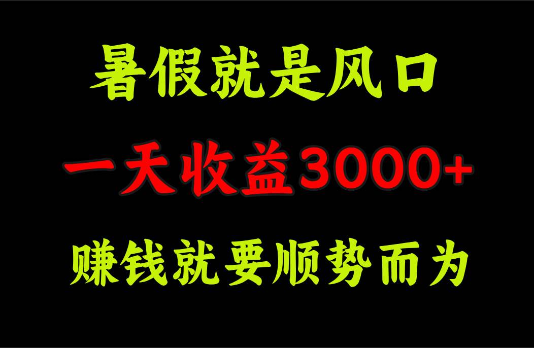 （11670期）一天收益3000+ 赚钱就是顺势而为，暑假就是风口-靠谱项目库