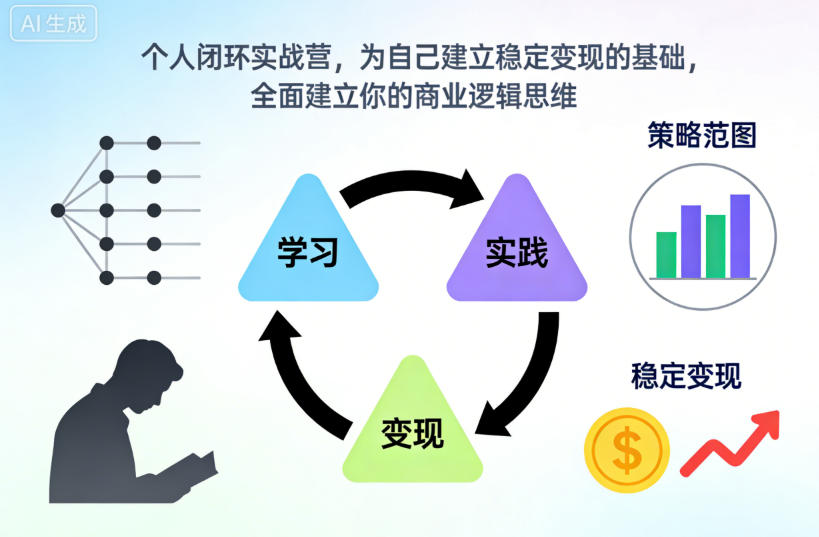 个人闭环实战营，为自己建立稳定变现的基础，全面建立你的商业逻辑思维-靠谱项目库