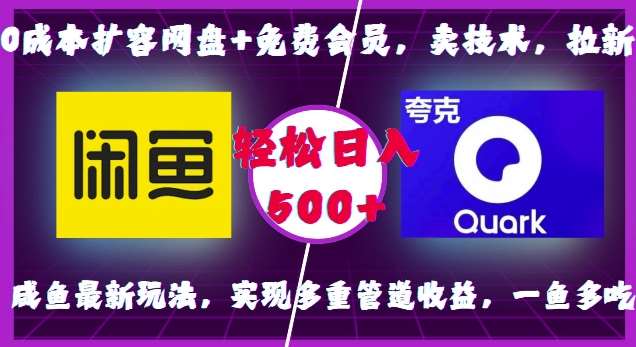 0成本扩容网盘+免费会员，卖技术，拉新，咸鱼最新玩法，实现多重管道收益，一鱼多吃，轻松日入500+-靠谱项目库
