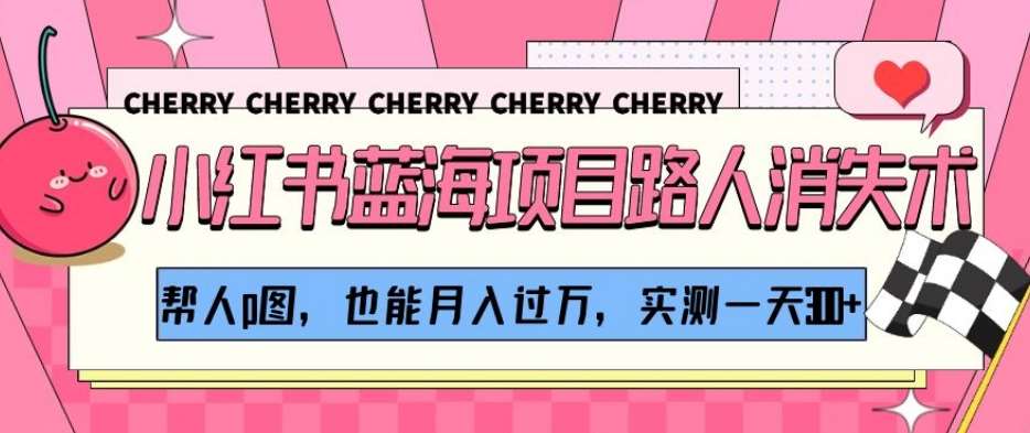小红书蓝海项目路人消失术,帮人p图,也能月入过万,实测一天300+【揭秘】-靠谱项目库