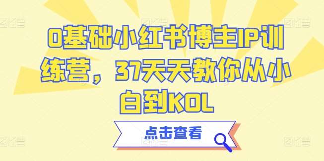 0基础小红书博主IP训练营，37天天教你从小白到KOL-靠谱项目库