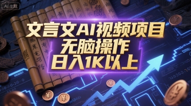 文言文AI视频项目，无脑操作，日入1K以上-靠谱项目库