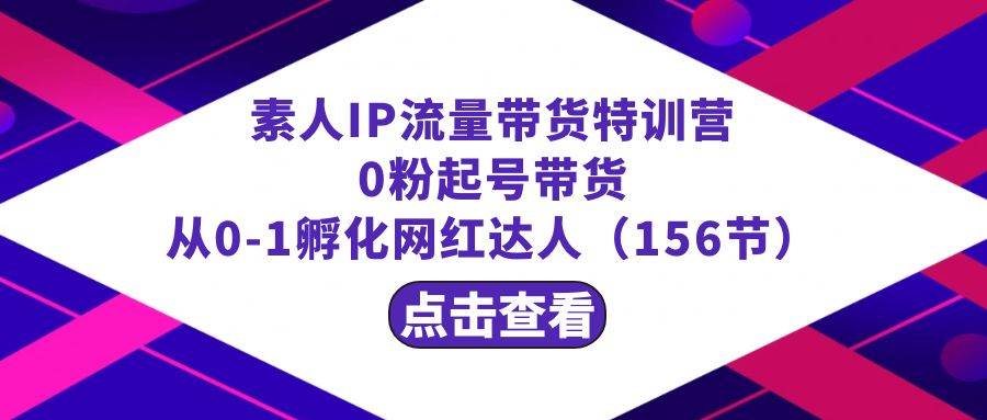 (8776期)繁星·计划素人IP流量带货特训营:0粉起号带货 从0-1孵化网红达人(156节)-靠谱项目库
