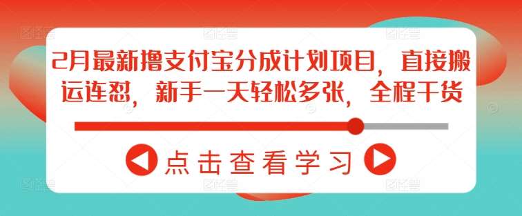 2月最新撸支付宝分成计划项目,直接搬运连怼,新手一天轻松多张,全程干货-靠谱项目库