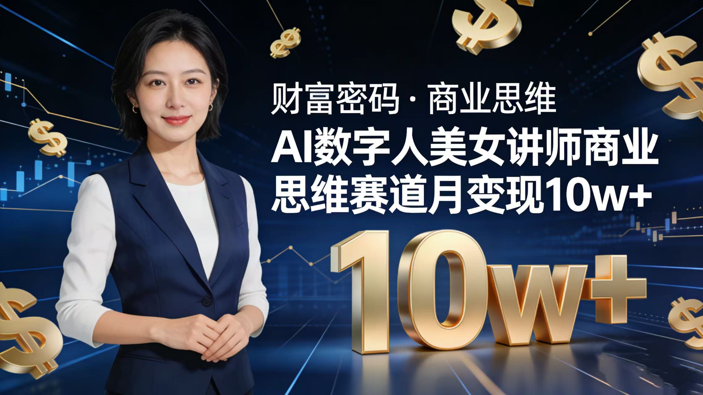 AI 数字人美女讲师!商业思维赛道咋做到月变现 10w+?-靠谱项目库