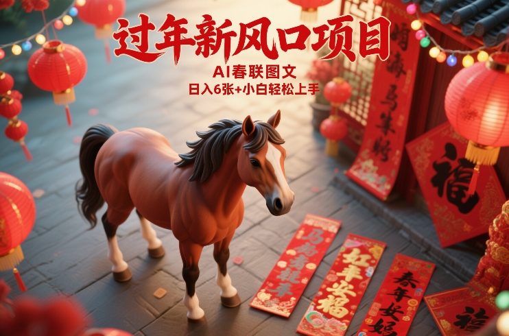 过年新风口项目，用ai春联图文，日入6张+小白轻松上手【揭秘】-靠谱项目库