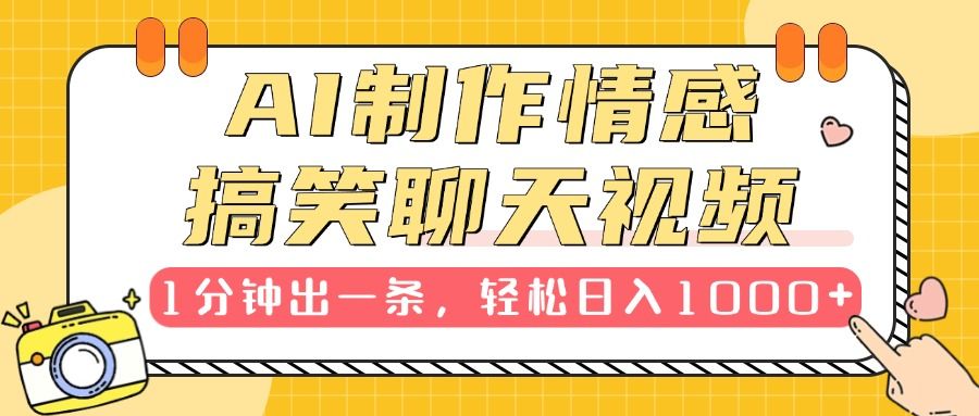 AI制作情感搞笑聊天视频，1分钟出一条，轻松日入1000+，新手也能轻松上手-靠谱项目库