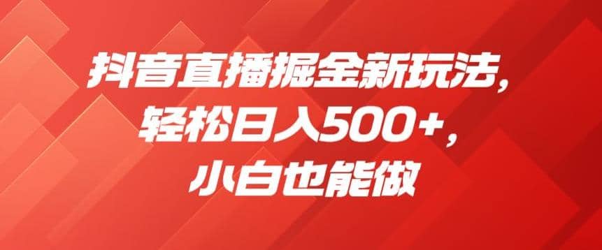 抖音直播掘金新玩法，轻松日入500+，小白也能做【揭秘】-靠谱项目库