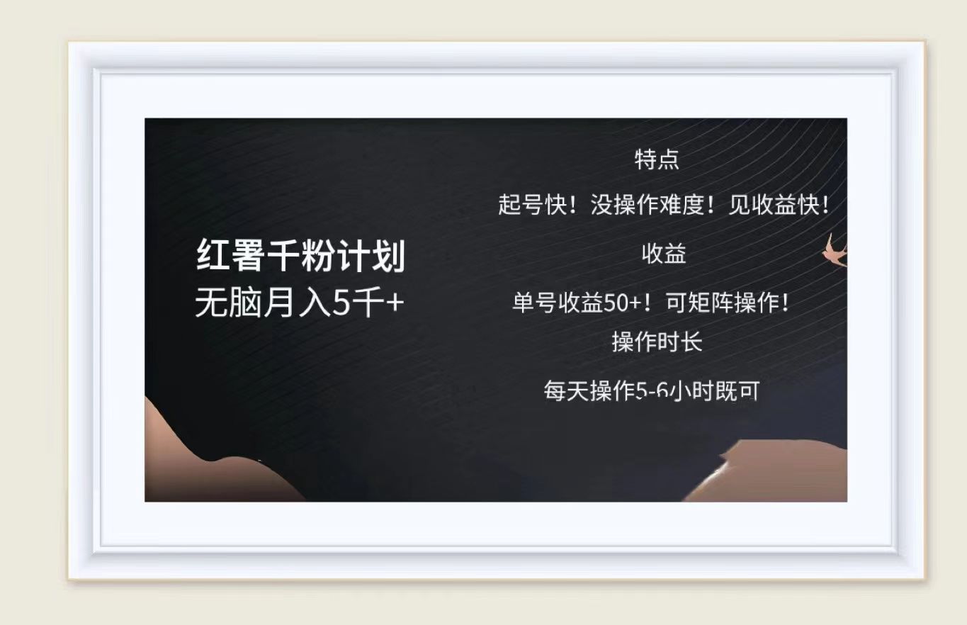 红薯千粉计划无脑月入5千➕!既做既赚!-靠谱项目库