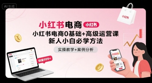 小红书电商0基础+高级运营课，新人小白必学方法，实操教学+案例分析-靠谱项目库