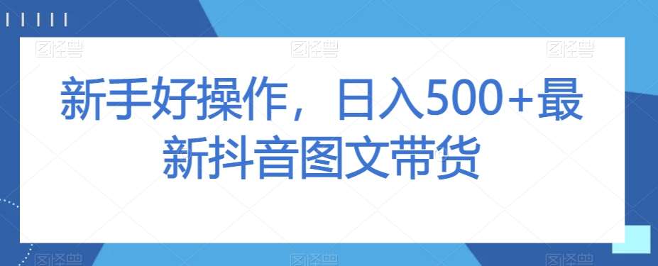 新手好操作，日入500+最新抖音图文带货【揭秘】-靠谱项目库