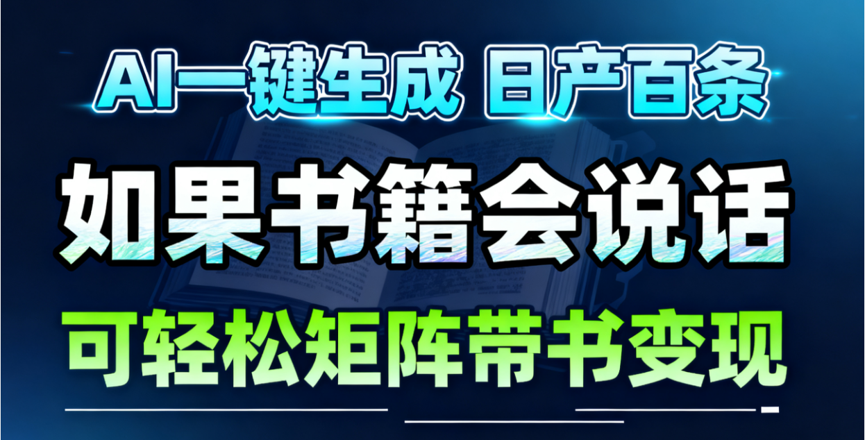 AI书籍会说话，轻松带书变现，月入3W+-靠谱项目库