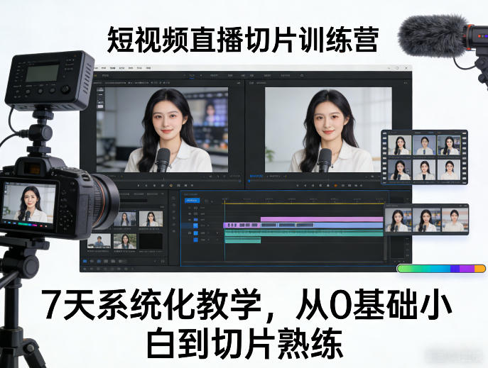 短视频直播切片训练营,7天系统化教学,从0基础小白到切片熟练-靠谱项目库