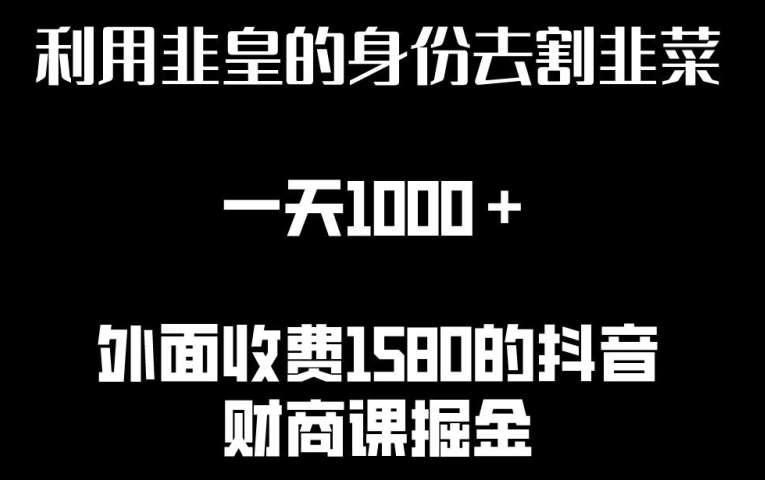 利用非皇的身份去割韭菜,一天1000+(附详细资源)【揭秘】-靠谱项目库