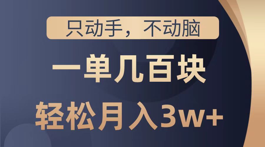 只动手不动脑，一单几百块，轻松月入2w+，看完就能直接操作，详细教程-靠谱项目库