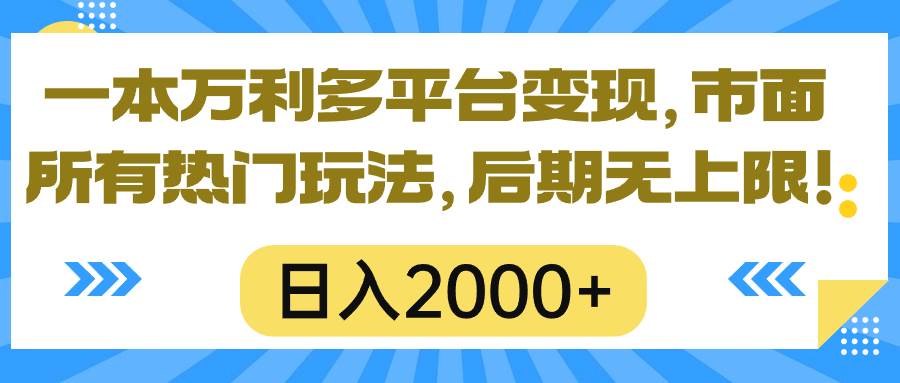 (10311期)一本万利多平台变现,市面所有热门玩法,日入2000+,后期无上限!-靠谱项目库
