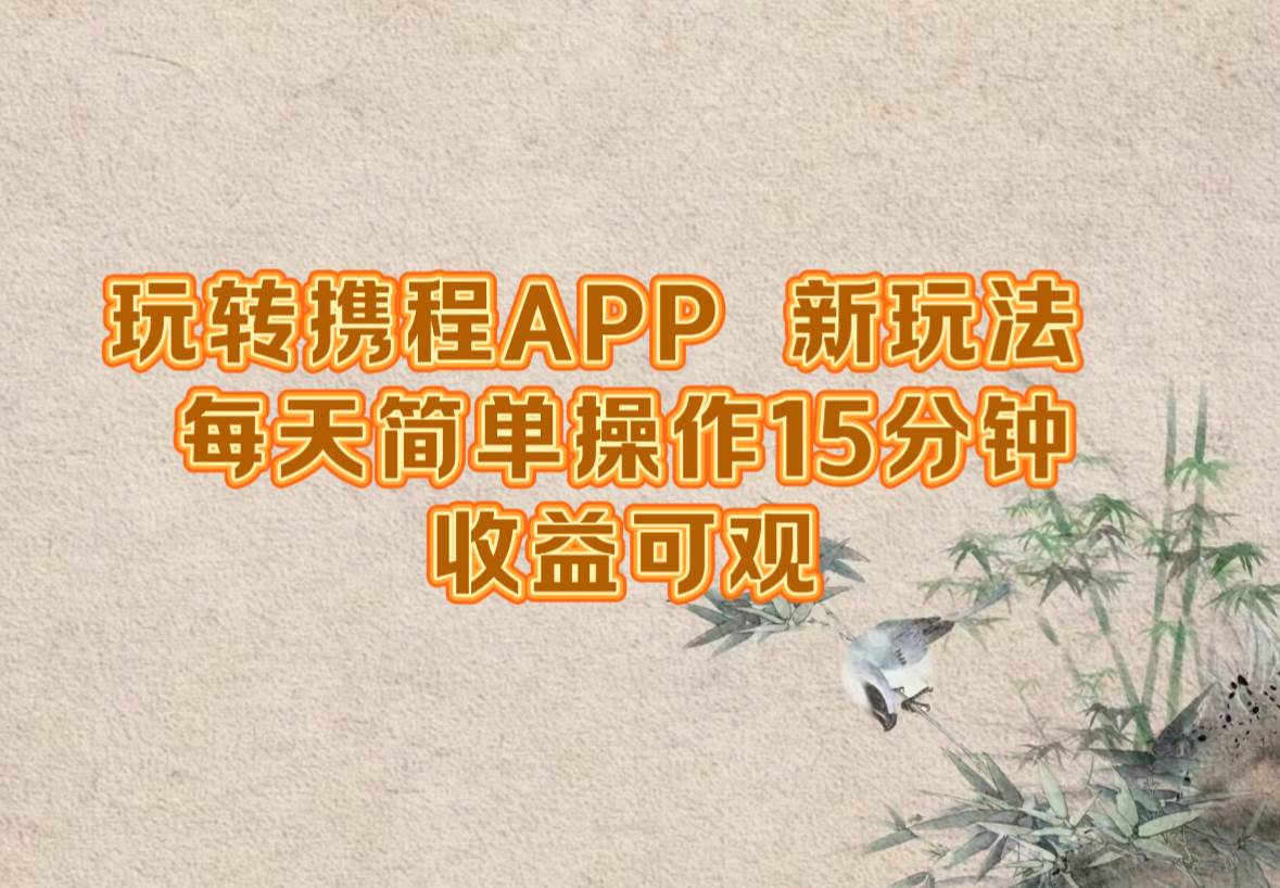 (12705期)玩转携程APP,新玩法,每天简单操作15分钟,收益可观-靠谱项目库